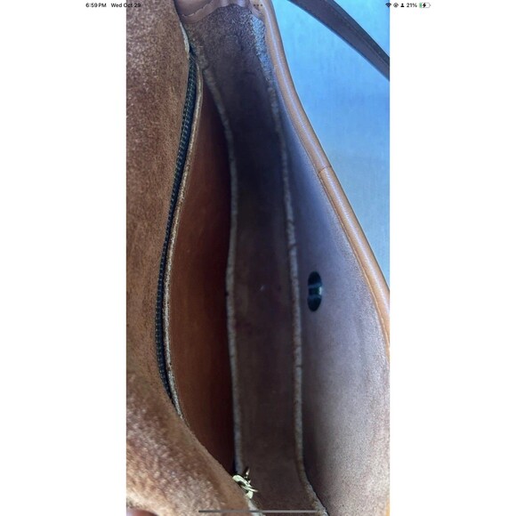 Laura USA Brown Leather Crossbody Handbag Purse Brass Turnlock Flap Bag VINT - Picture 7 of 12